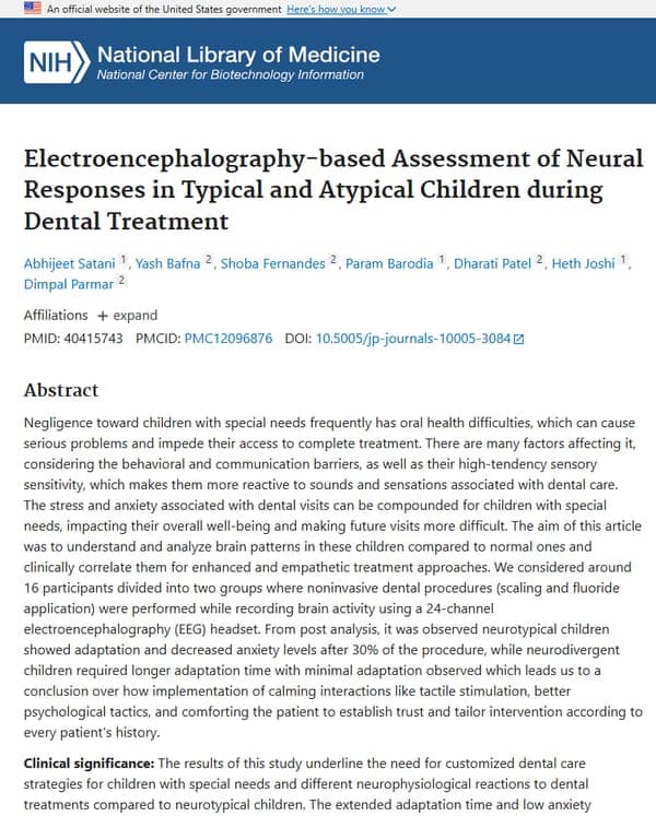 EEG-Based Assessment of Neural Responses in Children During Dental Treatment